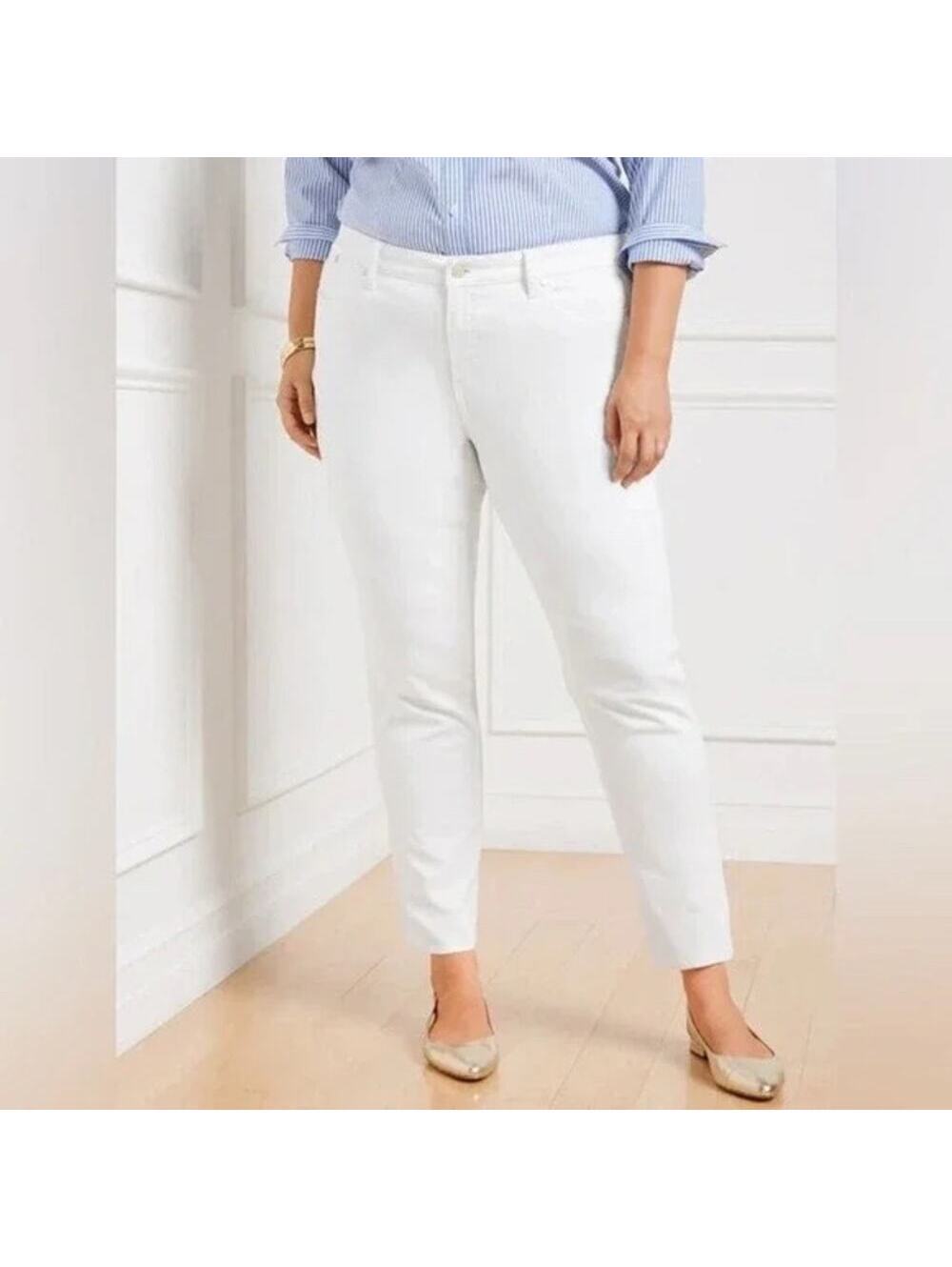 Talbots NWT Women's Flawless Slim Ankle White Jeans Size 16W